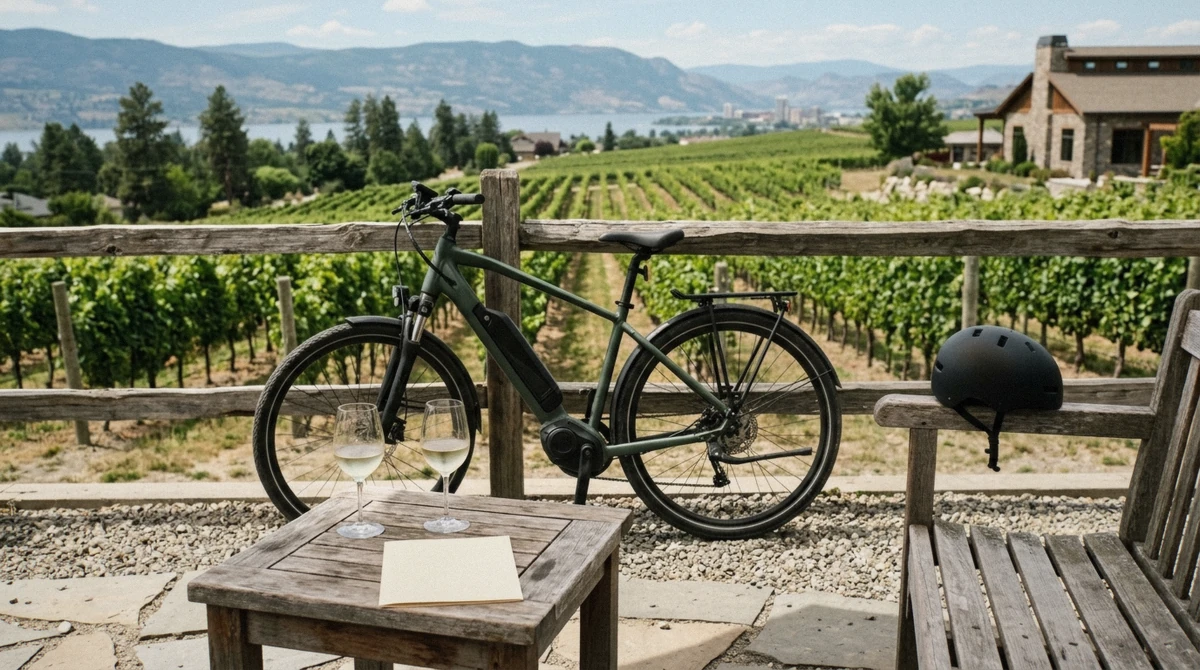 Traveler handing payment at a Kelowna winery tasting counter, part of the real cost of a Kelowna wine tour